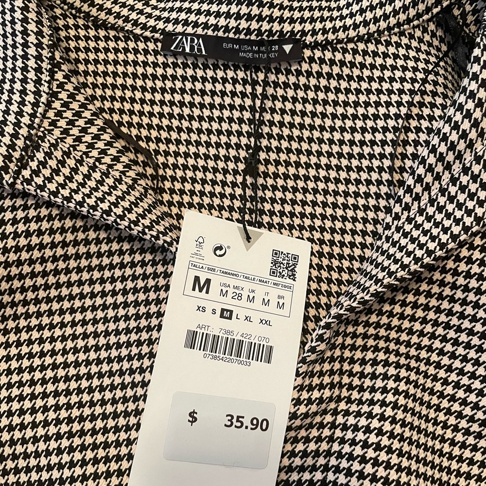 Zara Black and White Checkered Crop Top - Picture 4 of 5